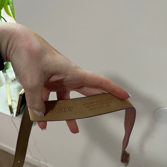 J. Crew Pink Crocodile Print Leather Belt Size Medium - Picture 3 of 4